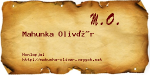 Mahunka Olivér névjegykártya
